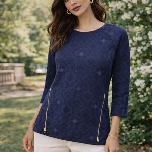 J. Crew Dark Blue Knit Top